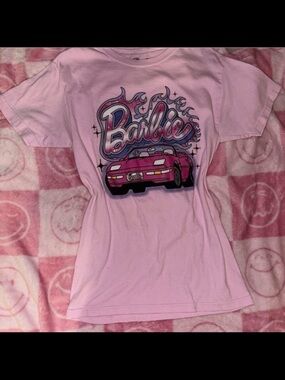 Barbie glitter car boyfriend fit girls tshirt